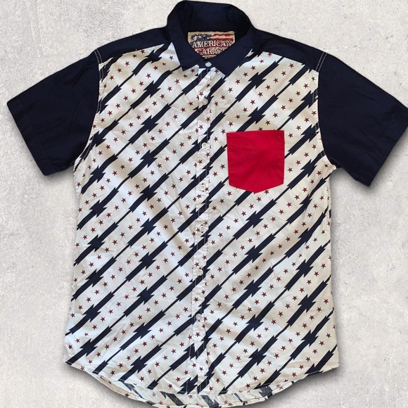 American Garage Star Stripe Men’s Shirt, Size M - Picture 8 of 11
